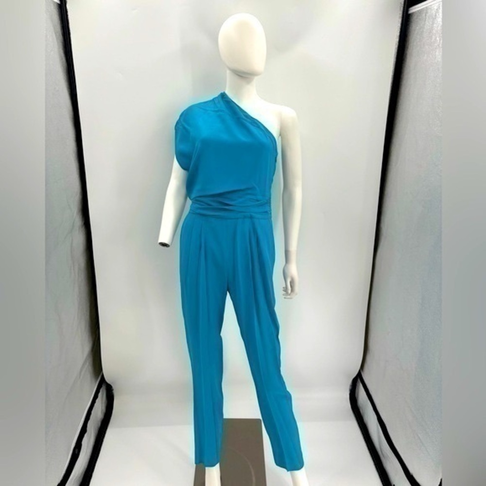 UEC Escada turquoise one shoulder jumpsuit/ romper size 36/ U.S. 6